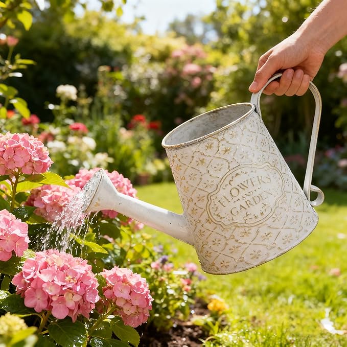 Vintage Metal Watering Can with Handle Rustic Farmhouse Watering Can Flower Pot Distressed Decorative Planter Retro Gardening Flower Bucket for Home Indoor Outdoor Garden Balcony Courtyard