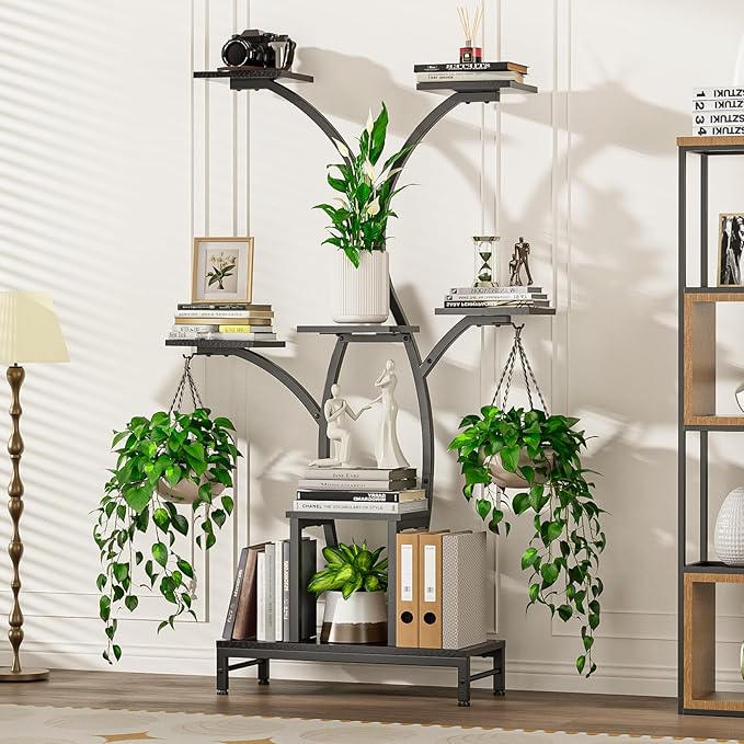 Plant Stand Indoor with Grow Lights - 7 Tiered Metal Corner Shelf for Multiple Plants, 62" Corner Plant Stand for Indoor Plants, Tree-Shaped Plant Rack for Home, Living Room, Office & Patio Decor