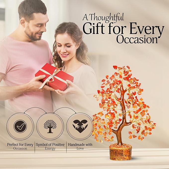 Carnelian Crystal Tree - Home Decor - Bonsai Tree - Tree of Life Decor - Spiritual Decor - Crystal Decor - Good Luck Gifts - Meditation Accessories - Money Tree - Desk Decor - Good Luck Charms