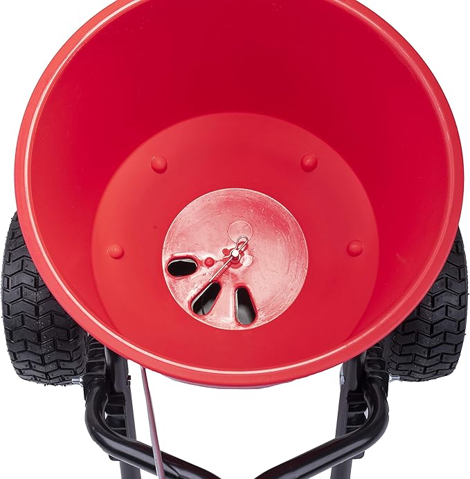 EarthWay 2600A-PLUS Spreader Lawn Aerator & Fertilizer Spreader, 40lb Hopper Capacity, Red, Durable, All Terrain Pneumatic Tires, Rust-Proof Polypropylene, Epoxy Coated Steel Frame