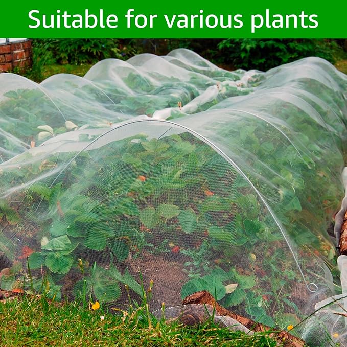 2 Pack Garden Netting, 8 x 19 FT Bird Netting Barrier Row Cover, Plants Covers Protection Ultra Fine Net for Fruits Flower Vegetables from Insect Pest Barrier Bug Eating