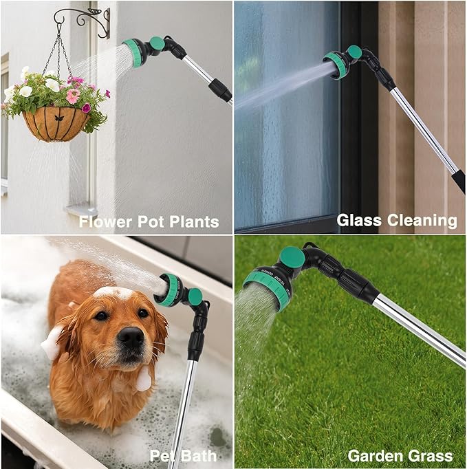 Yesker Watering Wand for Garden Hose, 36-54 Inch Adjustable, 10 Spray Patterns, Sprayer Wand with Pivoting Head, Garden Hose Nozzle with Thumb Flow Control, Ideal for Water Hanging Baskets and Shrubs
