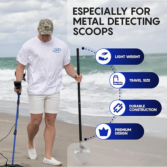 CKG Carbon Fiber Travel Sand Scoop Shovel Handle Universal Lightweight Pole for Beach Metal Detecting Long Rod with 28.5mm/1 1/8 " Diameter