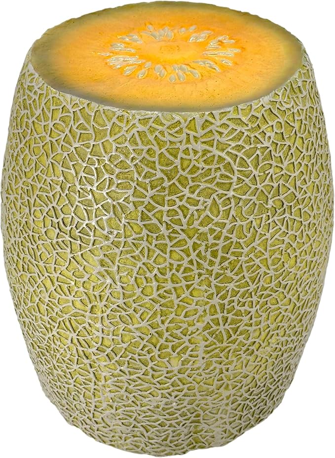 Galt International 18" Cantaloupe Friut Stool Polyresin Side Table Home Decor Plant Stand Garden Indoor Outdoor Decorations