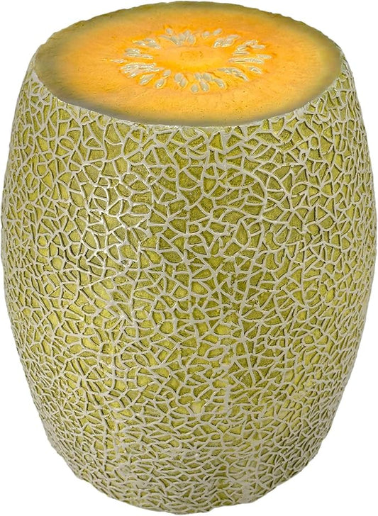 Galt International 18" Cantaloupe Friut Stool Polyresin Side Table Home Decor Plant Stand Garden Indoor Outdoor Decorations