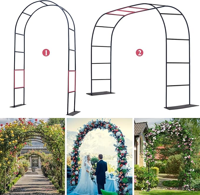 Thickened Tube Garden Arch Trellis - 4.6ft Wide x 7.9ft High or 7.6ft Wide x 6.4ft High - Garden Trellis for Climbing Plants, Stable Garden Arbor, Wedding Arch Decorations, Birthday Party Decoration