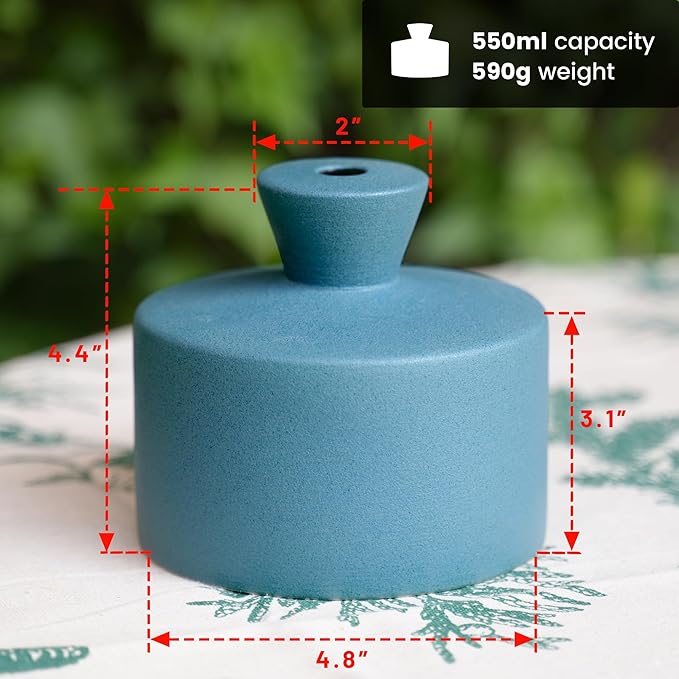 Ceramic Watering Bell, Decorative Watering Can for Plants, Stylish Indoor and Outdoor Watering Pot, Perfect for Home Garden and Office Décor (Green 19 fl oz)