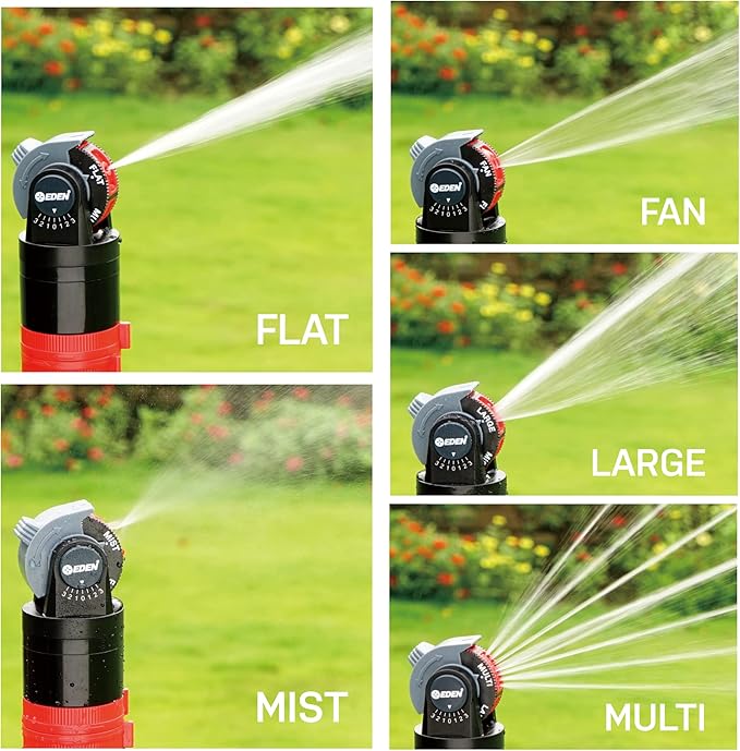 Eden 94143 Multi-Pattern Sprinkler Plus One-Direction Misting System with Metal Sprike Set; Gear Drive, Heavy Duty, Gardening Watering System, Garden&Lawns, 5 Pattern, Coverage up to 3737sq.ft