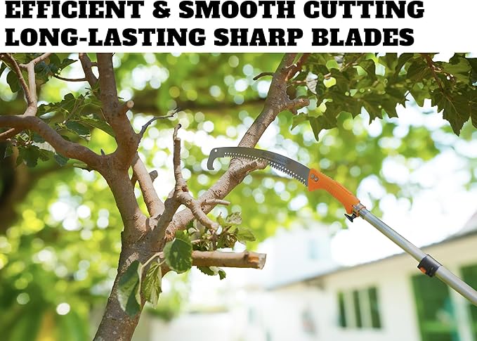 5-30 ft Pole Saw for Tree Trimming // Manual Telescopic Long Pole Tree Trimmer // Tree Trimming Saw with Extension Pole // The Ultimate Telescoping Palm Tree Pruner Long Pole Saw