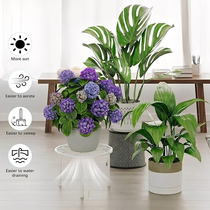 5 Pack Metal Plant Stands for Indoor Outdoor Planters, Flower Pots Stand, Beverage Dispenser Stand, Pumpkin Short Holder Stand for Floor and Tabletop Decoration(WhiteFlower)