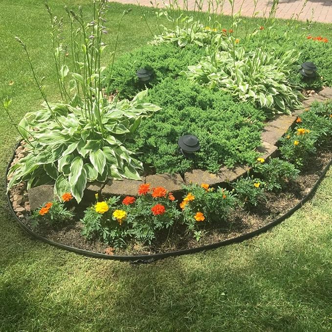 Landscape Edging 33FT,Garden Edging Borders [Extra Tall 4IN High] Flexible Lawn Edging Kit with 30pcs Stakes,Mini Plastic Fence for Landscaping Yard Flowerbeds,Grass-Black