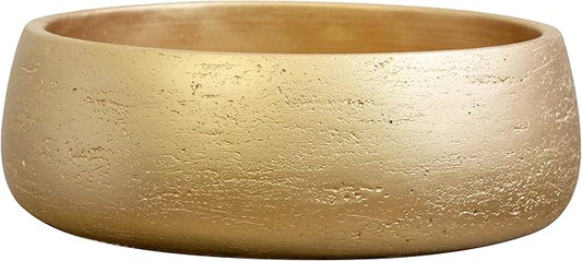 Olly & Rose Large Ceramic Planter Bowl Shallow Plant Pot - Gold Flower Pot Indoor and Outdoor Decorative Bowl Garden and Home Décor