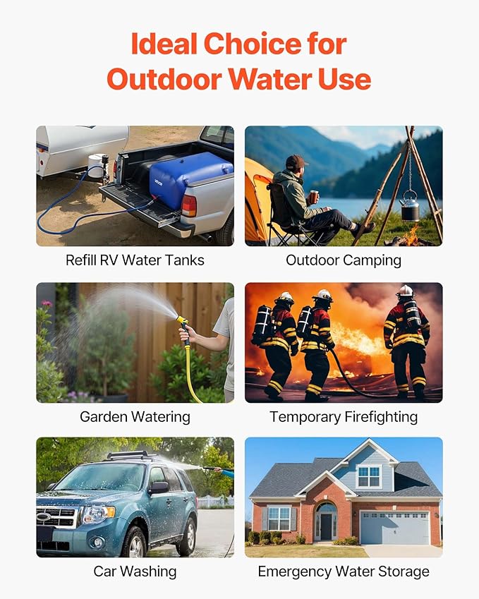VEVOR Water Storage Bladder 63.4 Gallon Large Capacity Water Bag, Portable & Collapsible Soft Waters Container, Leakproof & Tear-Resistant PVC Emergency Waters Storage Tank for RV Truck & Outdoor Use