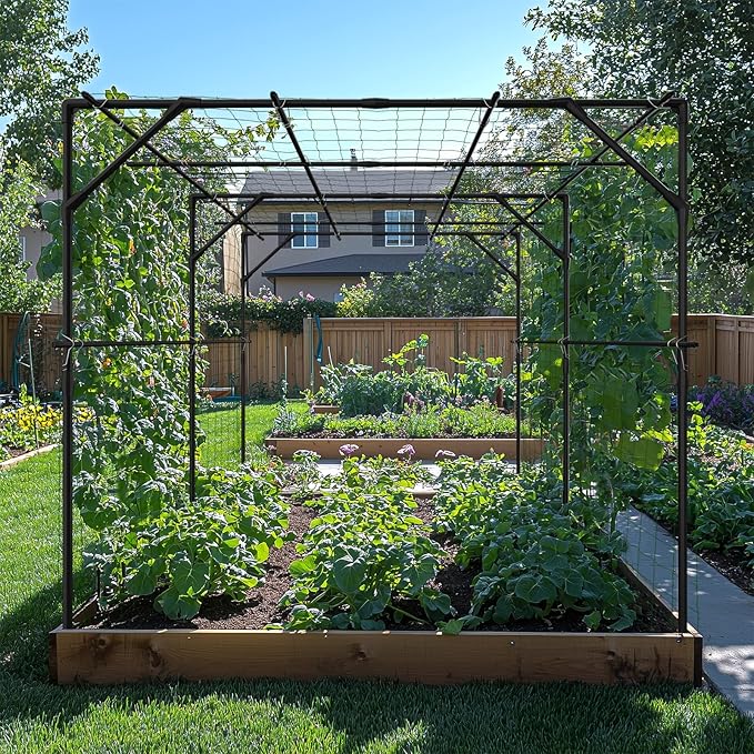 DoCred Large Garden Arch Trellis for Climbing Plants, 79'' H x 79'' L x 79'' W Outdoor Grape Vine Trellises Arch Arbor Gazebo, Grape Trellis for Courtyard and Garden Decoration, Black