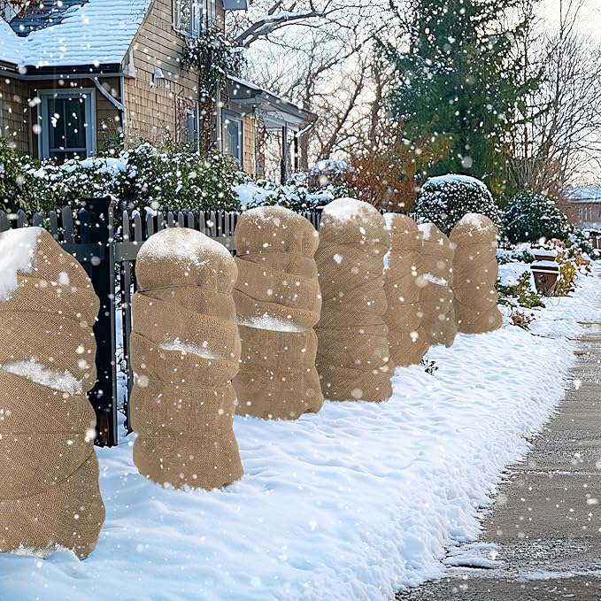 ANPHSIN 75ftx40in Large Burlap Plant Covers Freeze Protection - Winter Frost Blankets Cloth Natural Burlap Fabric Roll for Outdoor Bushes Trees Potted Plants Cold Weather
