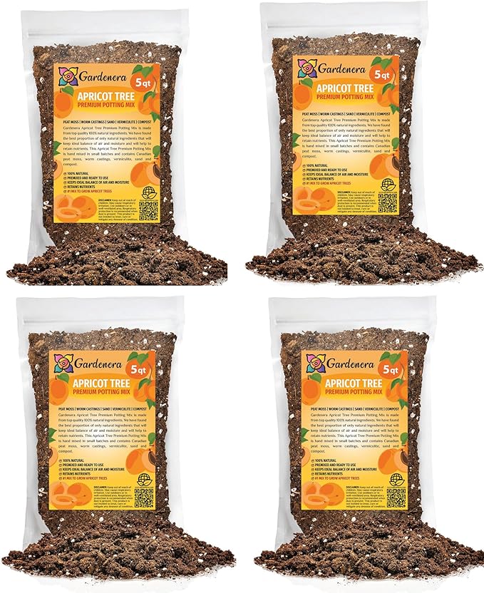 Gardenera Premium Apricot Potting Soil Mix - Ideal Nutrient Blend for Growing Robust, Flavorful, and Bountiful Apricots - 20 Quart