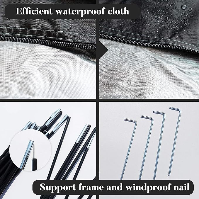 Bike Cover Storage Tent, Outdoor Portable Storage Sheltes/Bike Shed, 210D Oxford Fabric PU 5000 Waterproof for 2-3 Bikes, Suitable for Storing Bicycles, Motorcycles and Garden Tools, Various Tools