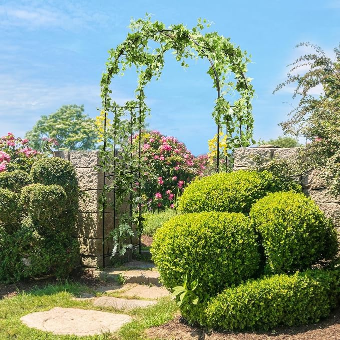 Giantex Garden Arch Trellis - 7.2FT Metal Arbor for Garden Entryway Climbing Plants Rose, 4 Stakes, Outdoor Wedding Archway Pergola for Ceremony Bridal Party Decoration (Arch)