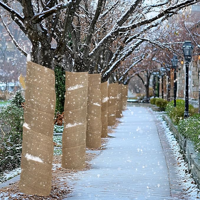 ANPHSIN 50ftx40in Large Burlap Plant Covers Freeze Protection - Winter Frost Blankets Cloth Natural Burlap Fabric Roll for Outdoor Bushes Trees Potted Plants Cold Weather
