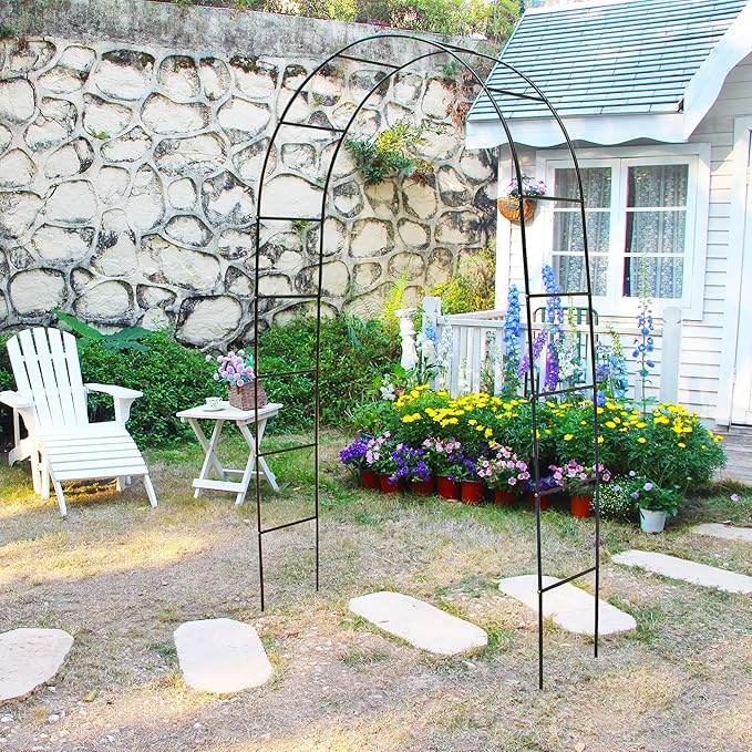 7.9 Ft H x 4.6 Ft W Green Metal Pergola Arbor for Various Climbing Plant Wedding Garden Arch Bridal Party Decoration Wide Arbor
