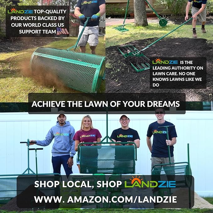 LANDZIE - The Original 24 Inch Compost and Peat Moss Spreader Roller - Top Soil, Sand, Manure, Mulch, Top Dressing Lawn and Garden Spreader