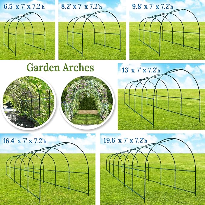 Multi-Size Large Garden Support Arch Frame Climbing Plant Arch Arbor for Flowers/Fruits/Vegetables (13FT x 7FT x 7.2FT)