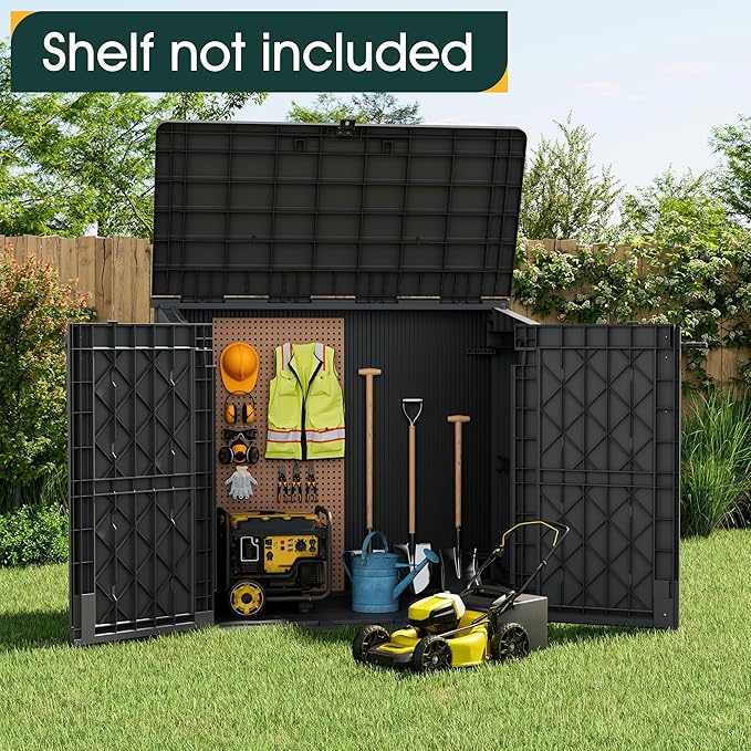 NUNU LAB Outdoor Storage Cabinet 36 Cu.Ft Garden Storage Shed Waterproof Lockable for Garden Hoses, Generator, and Lawn Mower