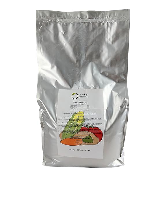Greenway Biotech, Inc. Azomite Rock Dust Volcanic Ash Organic Fertilizer with Micronutrient & Trace Minerals- Natural Mineral Soluble Plant Fertilizers for Enhances & Increases Crop Yield (20 Pounds)