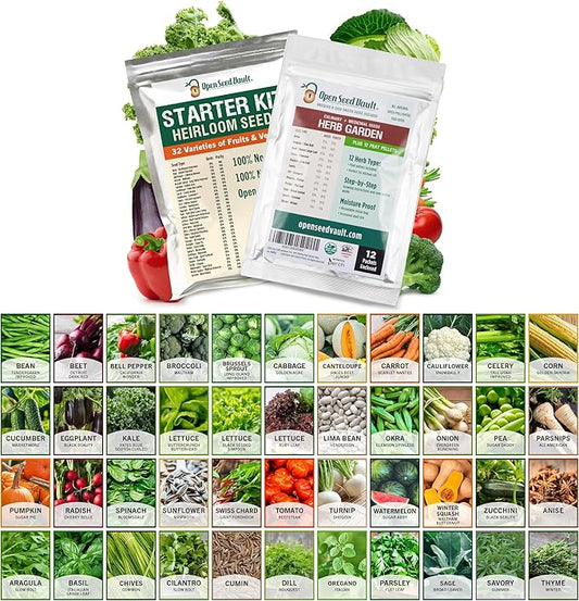 Open Seed Vault Variety Pack Bundle (44 Varieties) Herb Garden Seeds - Gardening Seed Starter Kit, Survival Gear Food, Gardening Gifts, Emergency Supplies - Premium, High Yield Produce