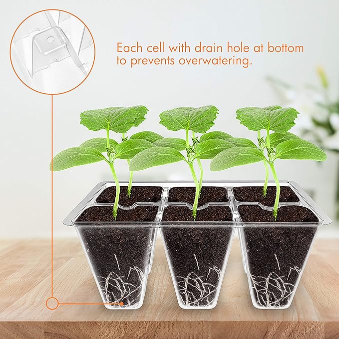 Gardzen 20 Pack Seed Starting Tray, Plant Germination Trays, Seed Starter Kit with Adjustable Humidity Vented Dome, Plant Growing Kit 6.6" x 4.5", Total 240-Cell, Clear