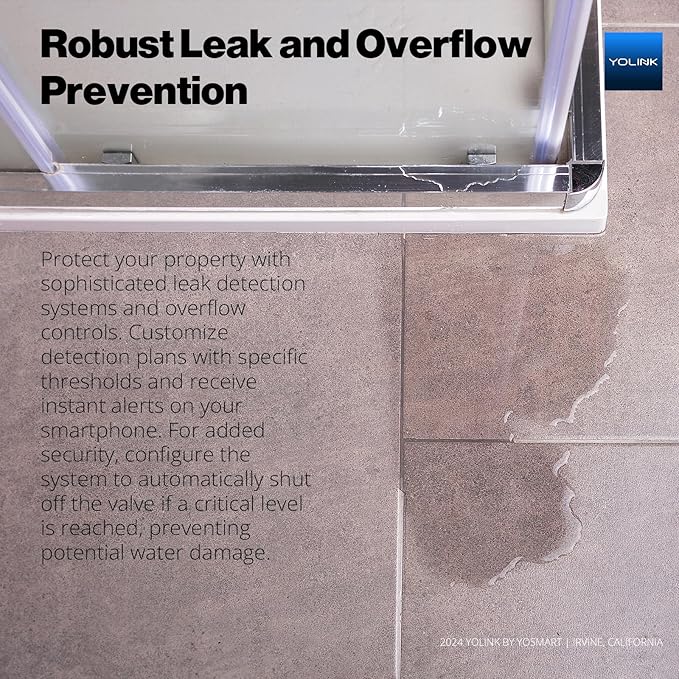 NSF Certified YoLink FlowSmart All-in-One Smart Water Meter & Auto Shutoff for 1/2" Pipes, LoRa Long-Range, Real-Time Leak Detection, 10-Year Battery, 80+ Device Ecosystem, Hub Included - YS5008