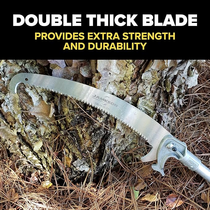 Jameson 16" Tri-Cut Double-Hook Saw Blade - Precision Cutting for Larger Branches, Fits Pole Saw Heads, Hard-Chrome Plated with Impulse Hardened Teeth for Long Life