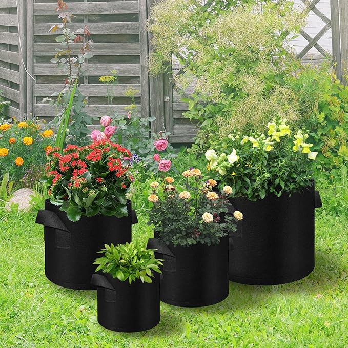 LITLANDSTAR 100-Pack 10 Gallon Grow Bags, Heavy Duty Thickened Nonwoven Aeration Fabric Pots with Handles, Aeration Grow Bags for Vegetable/Flower/Plant