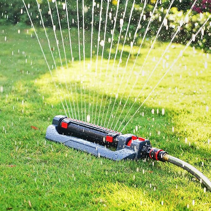 Eden 94094 Turbo Oscillating Sprinkler, Covers Up to 4,000 sq. ft., 18 Precision Nozzles, Adjustable Range and Width, Flow Control, Weighted Base, Quick Connect Starter Set