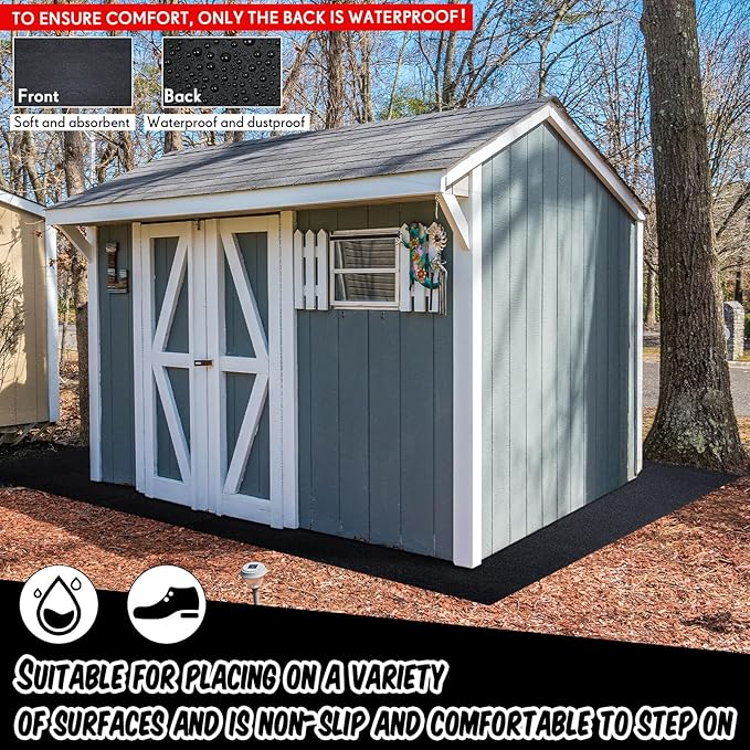 Haull Outdoor Storage Shed Floor Moat Waterproof Outdoor Carport Mat Thickened Soft Patio Furniture Pad Washable with Non Slip Backing, Storage Shed Not Included(9.8 x 12 ft)