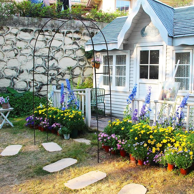 7.9 Ft H x 4.6 Ft W Green Metal Pergola Arbor for Various Climbing Plant Wedding Garden Arch Bridal Party Decoration Wide Arbor
