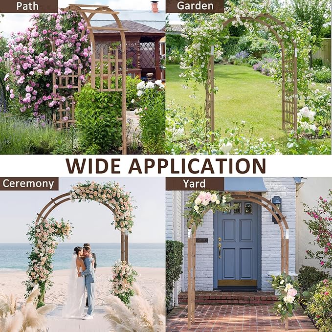 Outvita 7 Ft Wood Arbor Arch, Garden Backdrop Stand, Floral Pergola, Ballon Arch Frame for Patio Wedding Decor, Party Decoration, Festival Ceremony, Baby Birthday