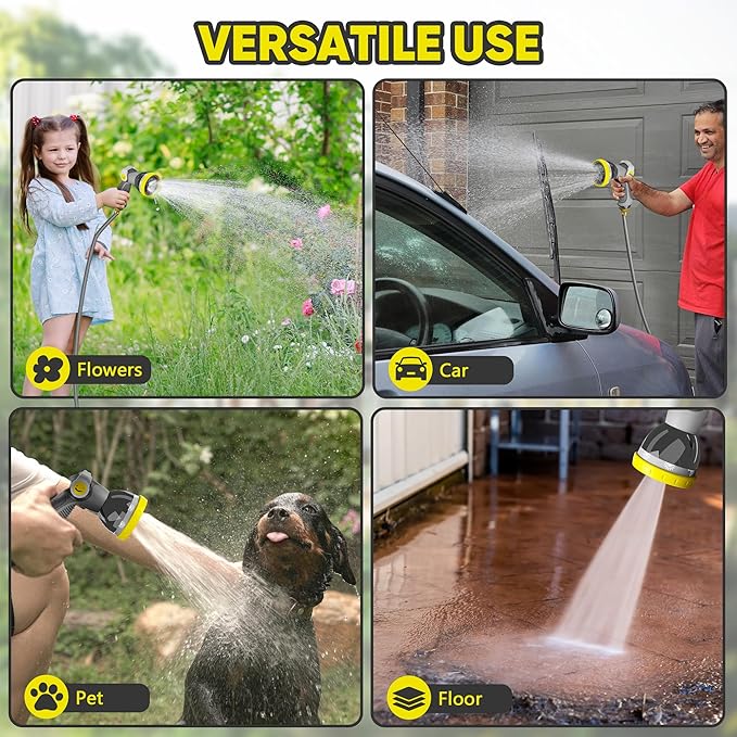 SILVEL Retractable Garden Hose Reel – 1/2 in x 150FT Heavy Duty Automatic Hose Reel Wall Mounted, UV Resistant with 10 Pattern Nozzle, Any Length Lock & Slow Return System, 180°Swivel Bracket, Yellow