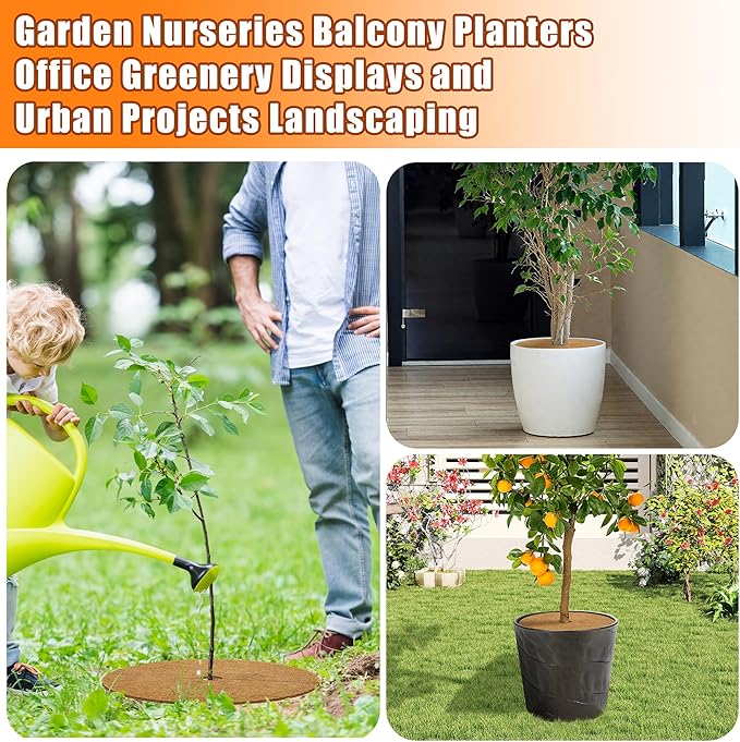 11 Inch Coconut Fiber Mulch Ring, 3 Pcs Tree Protector Mats, Coco Coir Mulch Mat Tree Guards, Plants Disc Soil Cover for Landscaping and Indoor Outdoor Gardening Pot