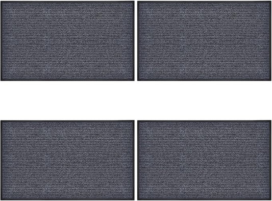 4 Pack 36"x24" Brush Step Entrance Mat - Indoor Outdoor Carpet Doormat with Deep Scraper & Rubber Border, for Dry Indoor/Outdoor Use at Door, Patio, Garage, Kitchen, Laundry Room