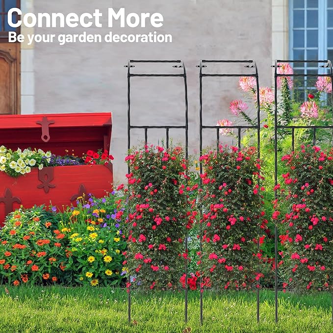 Twira Half Side Garden Arch Trellis, 7.9FT Metal Arbor Trellis for Climbing Plants Outdoor, Black Half Arch Wedding, Garden Archway Arbors and Trellises Decoration for Lawn, Patio, Backyard