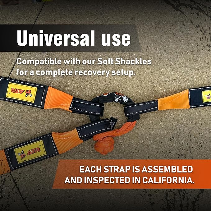 ATR Tree Saver Strap 3.5" x 8ft – 36,000 lbs Break Strength, Heavy Duty Tow Strap for Winch, Off-Road Recovery, Truck, Jeep, Short Polyester Recovery Rope with Loops