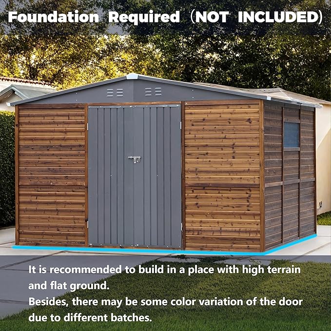 8x10 FT Outdoor Wood Storage Shed, Garden Tool Shed with Windows, Outside Storage Shed Waterproof for Backyard, Patio, Garden, 4 Vents (Without Floor) Wood Color