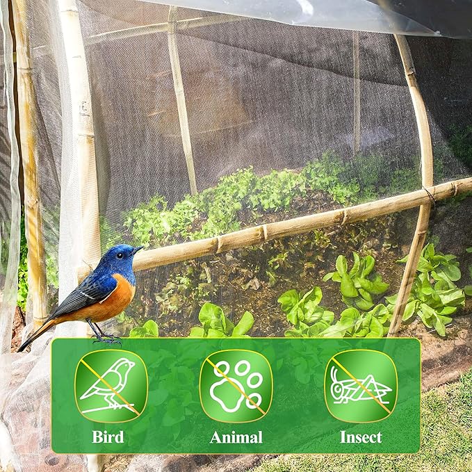 2 Pack Garden Netting 8 x 24Ft JORKING Plant Cover Ultra-Fine Garden Mesh Netting Protection from Mosquito Bird Pest Barrier Net Row Cover Protection for Plant, Fruit, Vegetable and Flowers