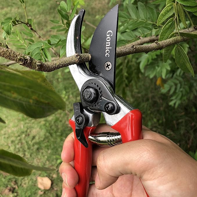 gonicc 8" Professional Sharp Bypass Pruning Shears(GPPS-1002) and Adjustable 33"+ 13" Hedge Shears. Tree Trimmers Secateurs,Hand Pruner, Garden Shears,Clippers for The Garden.