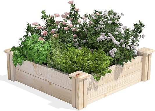 Greenes Fence Original Pine Raised Garden Bed, 2' x 2' x 7" - Made in USA with American Pine