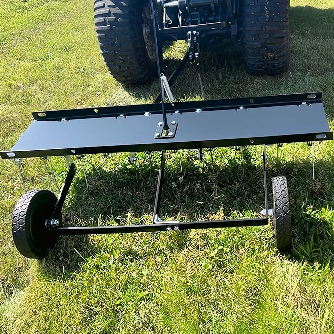 YITAMOTOR 40 Inch Tow Behind Dethatcher, Lawn Dethatcher Rake with 20 Spring Steel Tines & Lift Handle for ATV or Mover Tractors, Tow Behind Lawn Rakes for Lawn Garden Farm Grass