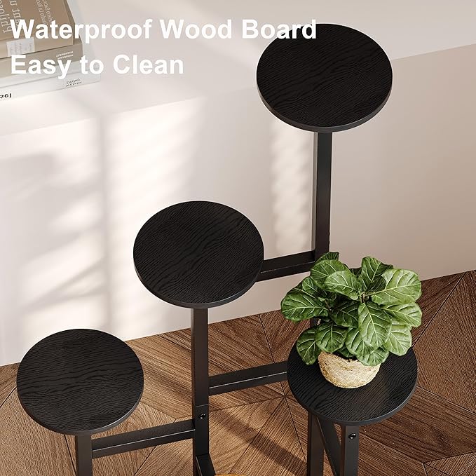 6 Tier Corner Plant Stand Indoor Outdoor, Tall Large Plant Shelf for Multiple Plants, Tiered Flower Pot Holder, Metal Display Plant Shelves for Living Room, Balcony, Patio, Garden (Black)GPS514B
