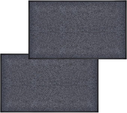 2 Pack 60"x36" Brush Step Entrance Mat - Indoor Outdoor Carpet Doormat with Deep Scraper & Rubber Border, for Dry Indoor/Outdoor Use at Door, Patio, Garage, Kitchen, Laundry Room