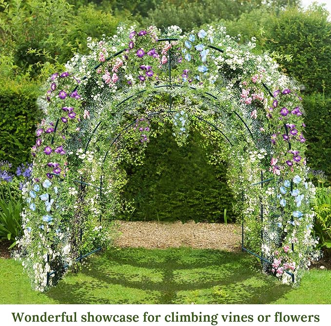 Multi-Size Large Garden Support Arch Frame Climbing Plant Arch Arbor for Flowers/Fruits/Vegetables (8.2ft x 7ft x 7.2ft)
